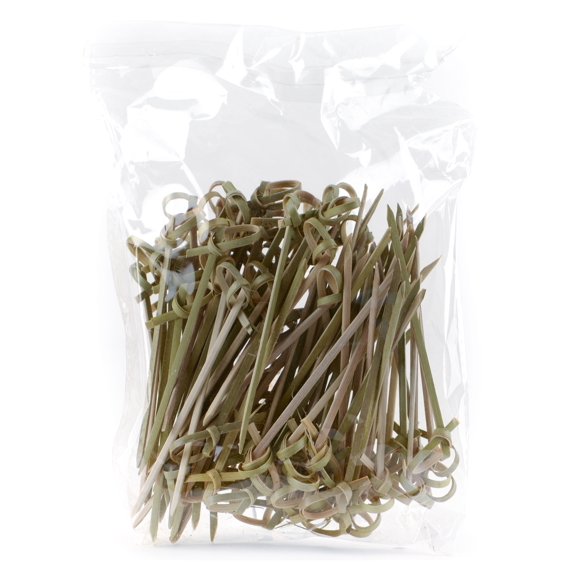 [100 PACK] Bamboo Wood Knot Cocktail Skewer Picks - 3.5 Inches Great for Appetizers, Parties, Samplers, Hors' D'oeuvre, Snacks, Cheese, Biodegradable