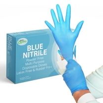 [100 PACK] Medium Blue Nitrile Exam Gloves - Disposable, Latex Rubber Free, Powder Free, Black Gloves, Non Sterile, Food Safe, 4 Mil, Black Color, Convenient Dispenser by EcoQuality…