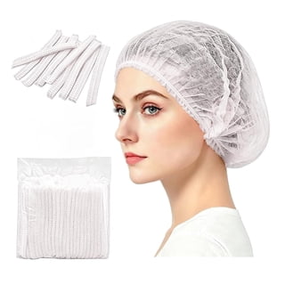 100 Pcs Disposable Bouffant Caps, 21inches Bouffant Elastic Hair Net for Salons, Spa, Catering, Food Service (White)