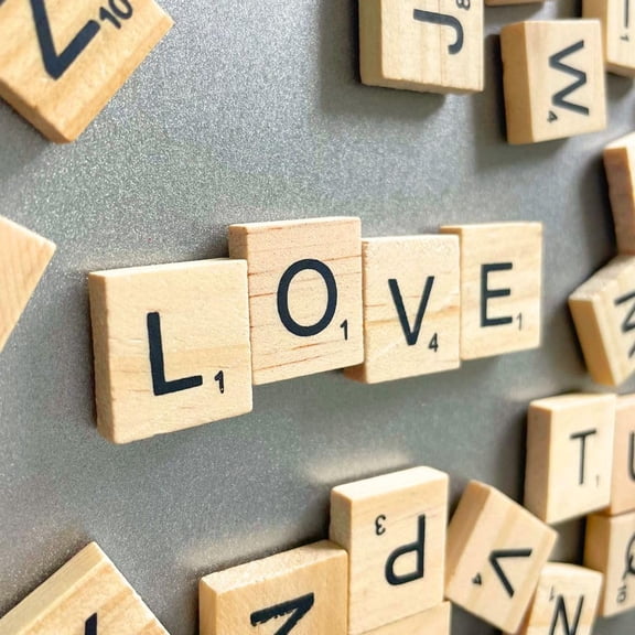 100 PC Wood Magnetic Letter Tiles Magnets Big Large Square Wooden Alphabet Letters Tile Magnet Pieces for Fridge Refrigerator Wall Fun Learning Decorative Game Board for Adults