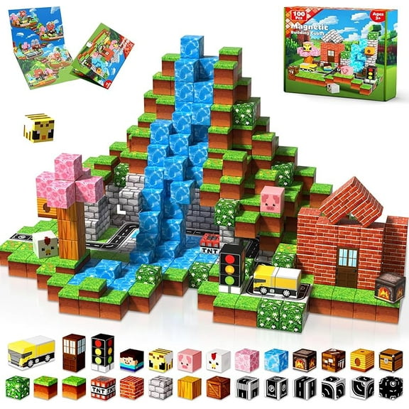 100 PCS 0.8in Magnetic Blocks - Magnet Toys & Magnetic Building Blocks Cubes, Stacking Magnets, STEM Toys for School Acitivities, Birthday Gifts