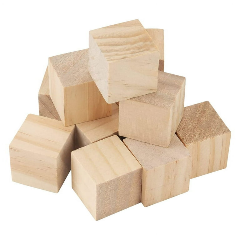 Wooden Cubes 50pcs Unfinished Wood Blocks Set 1 inch Natural Wood Square Blocks for Painting, Gluing or Writing, Perfect for DIY Projects, Personalize