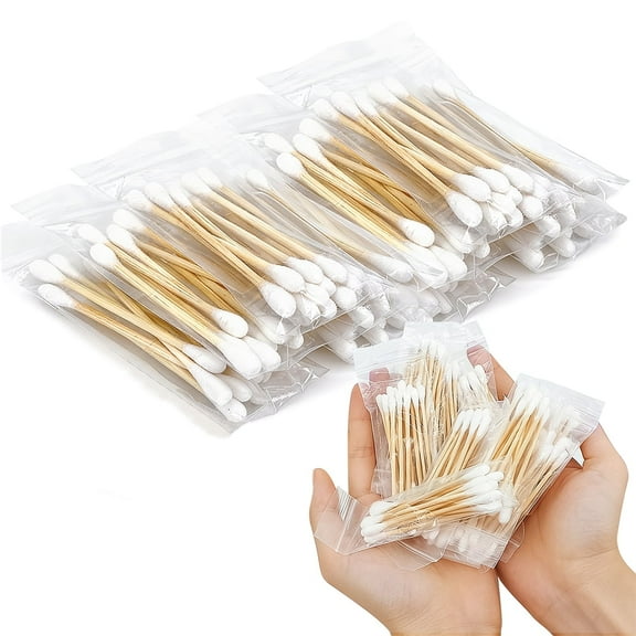 100 PCS (10 Pack of 10) travel-sized bamboo cotton swabs, individually wrapped cotton swabs, ear cotton swabs, rounded tip ear swabs, ear sticks, travel makeup and hotel-use ear clea