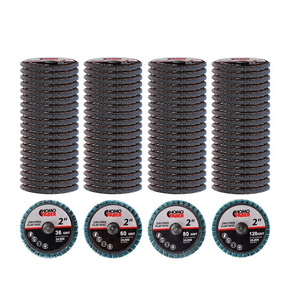 100 PCS 2 Inch Flap Discs for Die Grinder | 36/60/80/120 Grit Roll Lock Sanding Discs | Surface Prep, Stripping, Grinding, Polishing, Deburring, Rust & Paint Removal