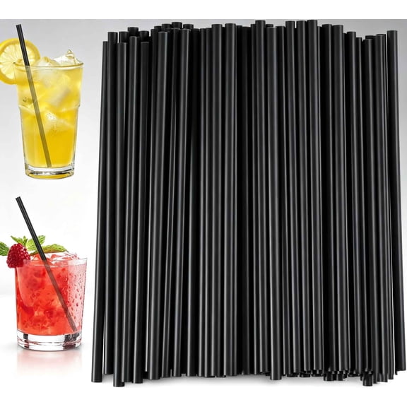 100 PCS 5.13 Inch Short Disposable Plastic Drink Straws, Black Cocktail Straws,Cocktail Short-Straws, Drinking Straw, Black Plastic Straw for Coffee, Bar, Party, Whiskey