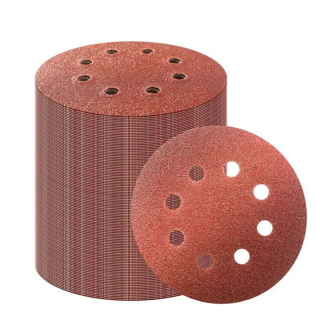 100 PCS 5 Inch Sanding Discs, 8 Hole Hook and Loop Sandpaper 60 80 120
