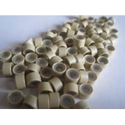 100 PCS 5mm Blonde Silicone Lined Micro Links Rings Beads for Installation for Feather and Hair Extension