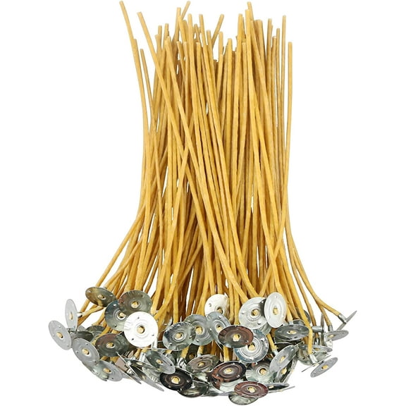 100 PCS 6 inch Thick Hemp Wicks in 3mm Diameter, Pre-Waxed by 100% Natural Beeswax & Tabbed, Beeswax Wicks for Candle Making.