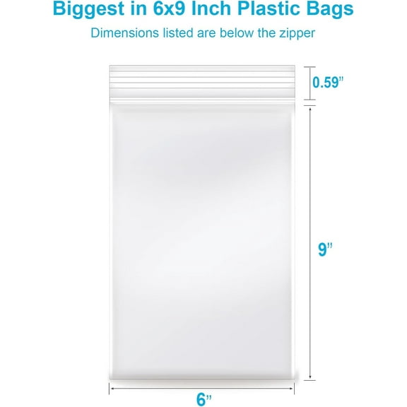 100 PCS 6"x9" Clear Reclosable Plastic 2-Mil Ziplock Bags Poly Jewelry Storage Zipper Baggies