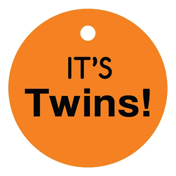 100 PCS Baby Shower Favor Gift Paper Tags It's Twins Cricle Baby Shower Hang Tags