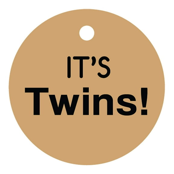 100 PCS Baby Shower Favor Gift Paper Tags It's Twins Cricle Baby Shower Hang Tags