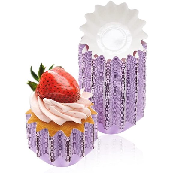 100 PCS Baking Cups Cupcake Liner, Brioche Paper Cup Standard Muffin Wrappers Greaseproof Coated Paper for Wedding Birthday Holiday Party or Baby Shower (Purple)