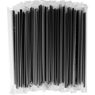 100 PCS Black Disposable Straws,Individually Wrapped,BPA Free Food-Grade Plastic Straws,Large Disposable Straws,Boba Straws for Bubble Tea