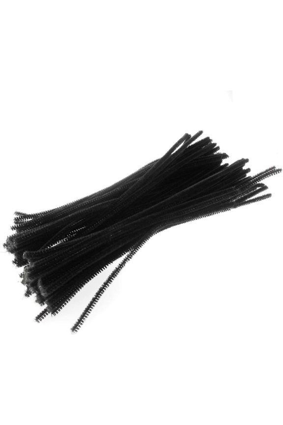 100 PCS Black Fuzzy Chenille Stems Pipe for Arts and Crafts Handmade DIY Twisting Rods