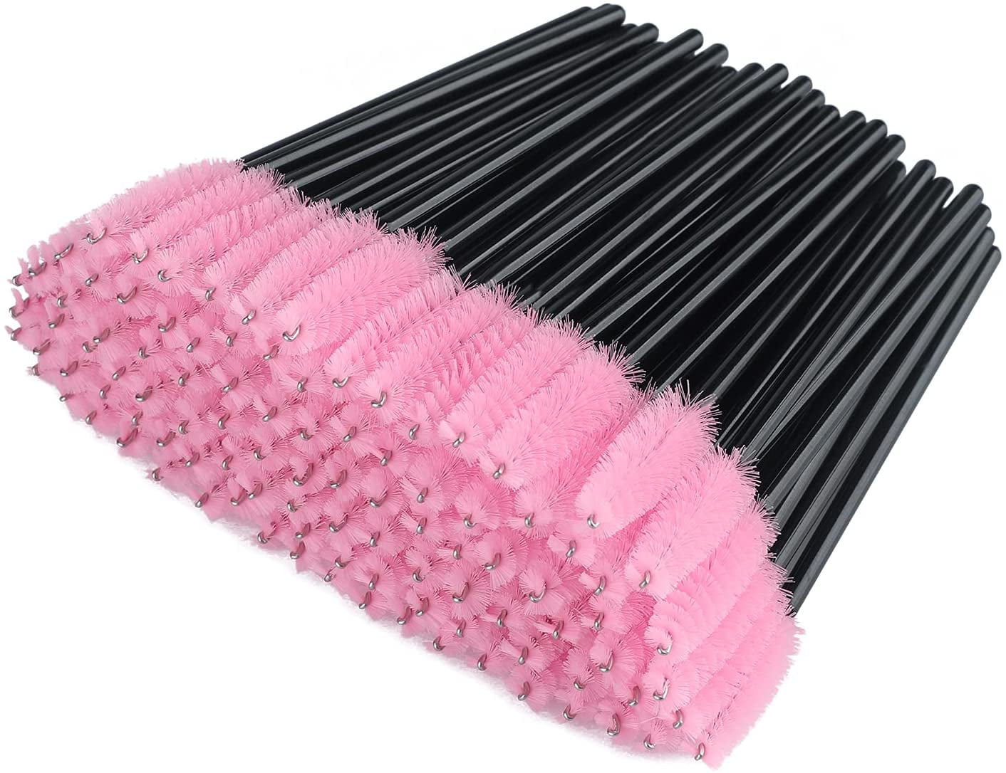 100 PCS Black and Pink Eyelash Brushes Spoolies Eyebrow Spoolie