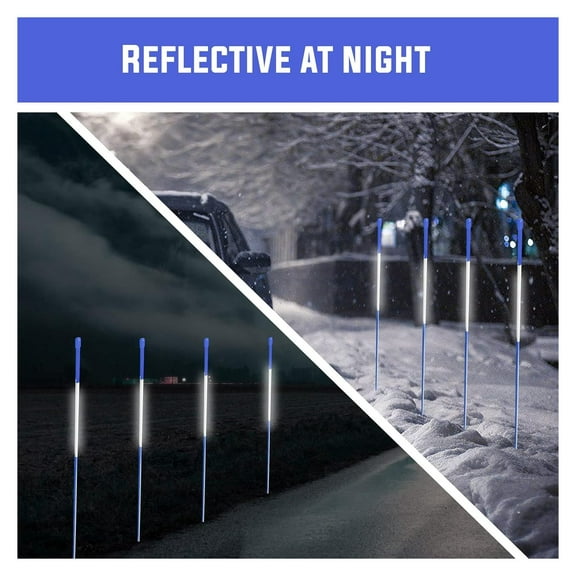 100 PCS Blue Inch Driveway Markers 5/16 Inch - with 12" Install Drill Bit, Snow Stakes, Snow Plow Markers, Snow Poles, Rods
