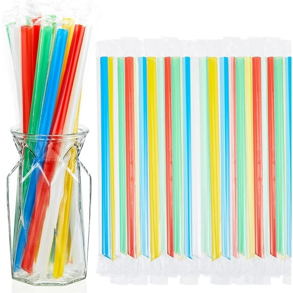 100 PCS Boba Straws,Multi Colors Straws,Disposable Straws,Individually Wrapped,BPA Free Food-Grade Plastic Straws for Bubble Tea,Milkshakes