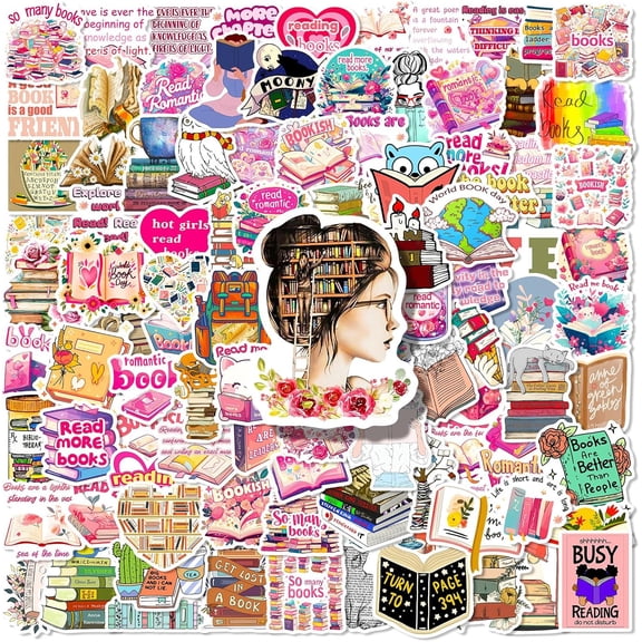 100 PCS Book Stickers for Kindle, Bookish Sticker Pack Reading Booktok Waterproof Vinyl Decals for IPAD Laptop Ebook Readers Water Bottles Journal Scrapbook