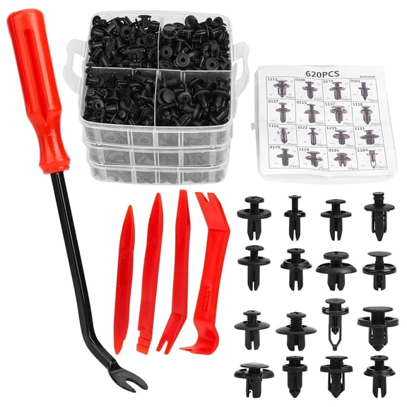 100 PCS Bumper Retainer Clips Car Rivets Fasteners Retainer Kit and 1 Fastener Removers Most Popular Sizes Auto Push Pin Rivets Set -Door Trim Panel Fender Clips for Most Models