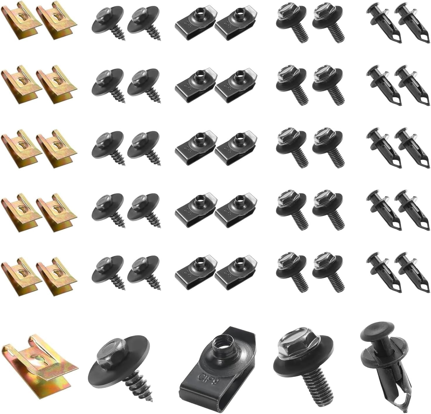 100 PCS Car Body Fasteners Assortment Kit, Bumper Fender Splash Guard ...