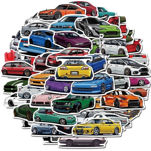100 PCS Car Stickers Sports car Racing Stickers Vinyl Waterproof Stickers, Party Favors for Water Bottles