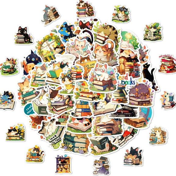 100 PCS Cartoon Cat Sticker Pack – Cute Waterproof Vinyl Decals for Books, Laptops, Guitars, Luggage & DIY Crafts