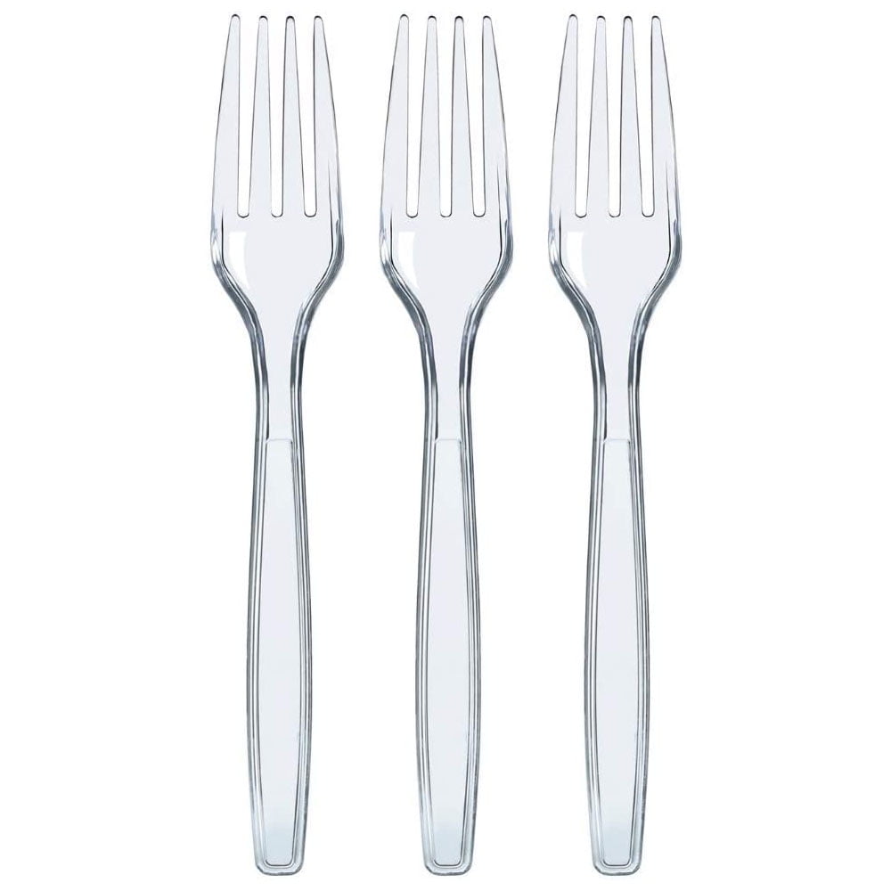 100 PCS Clear Plastic Forks,Heavy Duty Plastic Utensils,Disposable