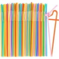 thumbnail image 1 of 100 PCS Colorful Flexible Plastic Straws - Long Bendable Straw Disposable Drinking Straws Bulk Party Straw for Juice 10.2"Long X 0.24"Diameter, 1 of 7