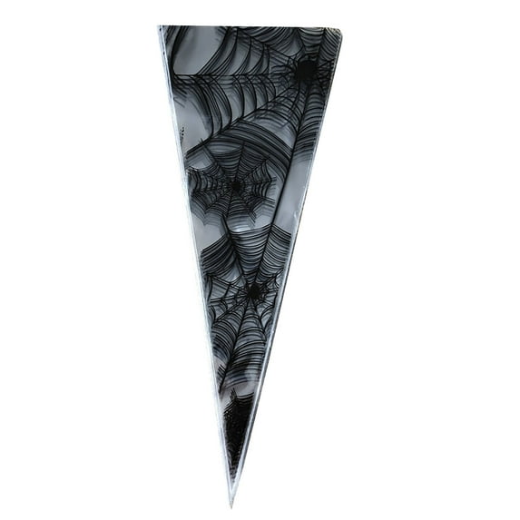 100 PCS Cone Treat Bag Halloween Cone Cellophane Bags Pumpkin Spider Web Candy Bags 6.3 x15 Inches with Twist Ties for Party Favors Supplies