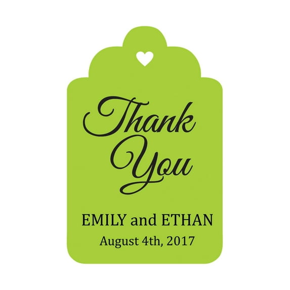 100 PCS Custom Made Hang Tags Personalized Wedding Favor Thank You Gift Tags