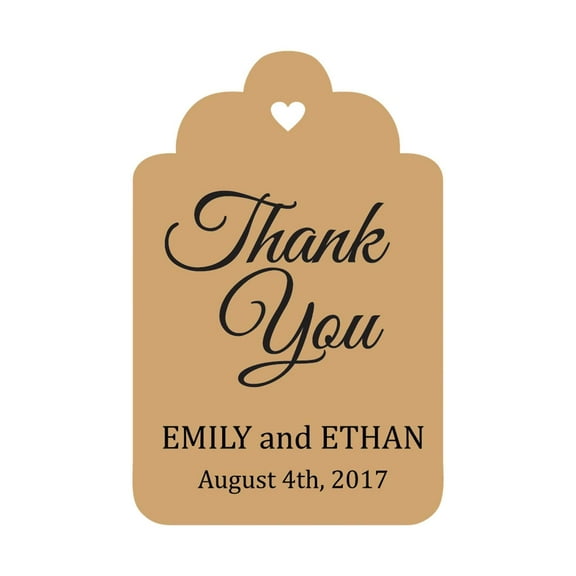 100 PCS Custom Made Hang Tags Personalized Wedding Favor Thank You Gift Tags