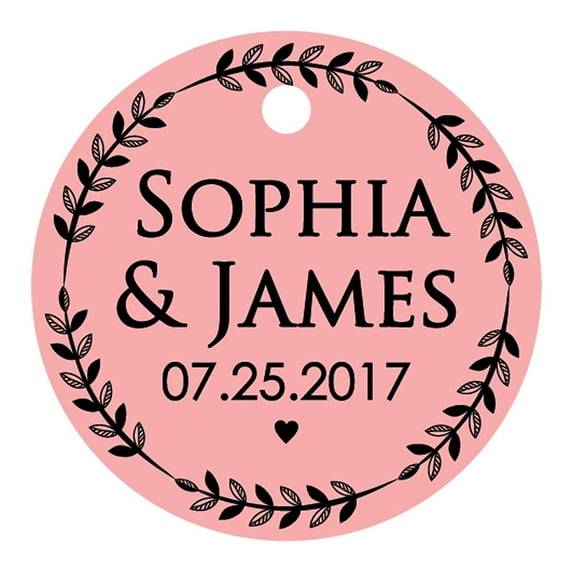 100 PCS Custom Made Round Hang Tags Personalized Wedding Favor Gift Paper Tags