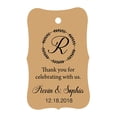 thumbnail image 1 of 100 PCS Custom Made Scallop Edges Hang Tags Thank You For Celebrating Wedding Favor Gift Paper Tags, 1 of 1