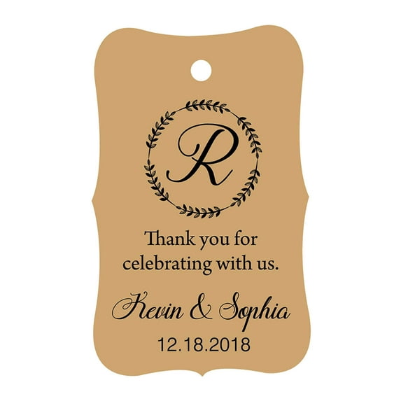 100 PCS Custom Made Scallop Edges Hang Tags Thank You For Celebrating Wedding Favor Gift Paper Tags