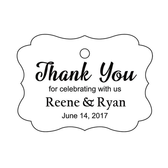 100 PCS Custom Wedding Favor Hang Tags Thank you for celebrating Personalized Paper Tags