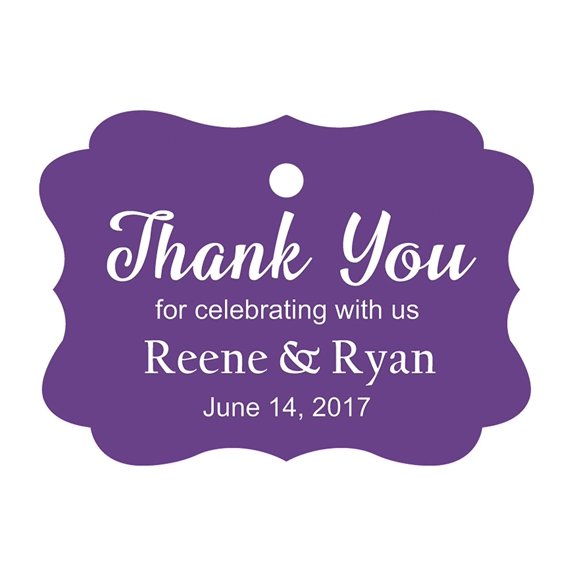 100 PCS Custom Wedding Favor Hang Tags Thank you for celebrating Personalized Paper Tags