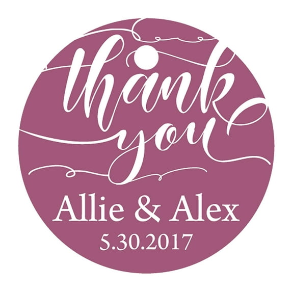 100 PCS Customized Thank You Circle Hang Tags Personalized Wedding Favor Gift Tags