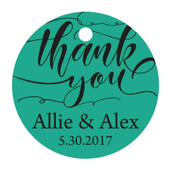 100 PCS Customized Thank You Circle Hang Tags Personalized Wedding Favor Gift Tags