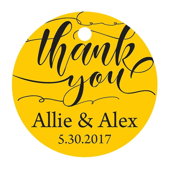 100 PCS Customized Thank You Circle Hang Tags Personalized Wedding Favor Gift Tags