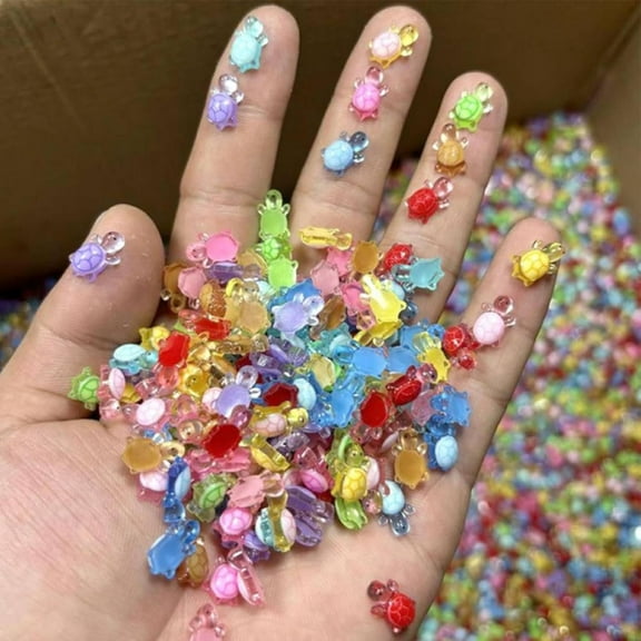 100 PCS Cute Tiny Turtles for Crafts - Mini Turtle Figurines Glow in The Dark Miniatures Resin Turtles Cute for Fairy Garden Moss Landscape Party Decoration Hidden Game Nail Art DIY Projects