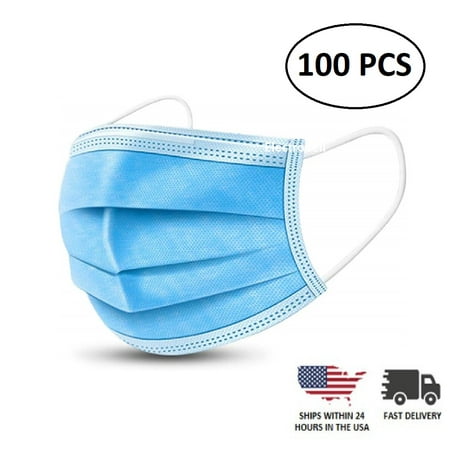 100 PCS Disposable 3 Ply Ear Loop Breathable Face Guard Masks - Pack of 100