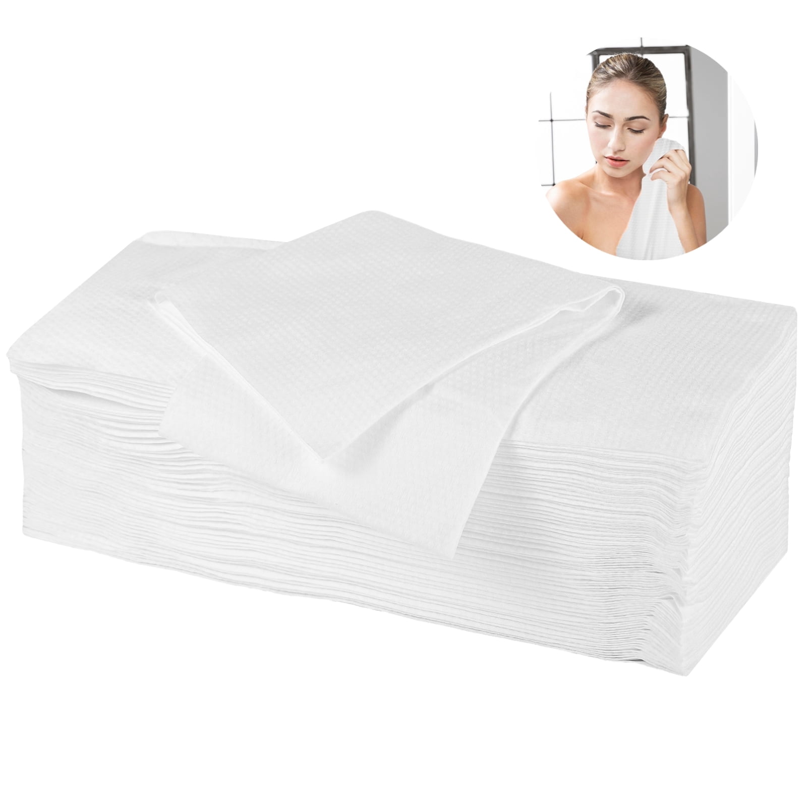 100 Pack Disposable Bath Towels – 27.6" x 11.8" Non-Woven Fabric, Highly Absorbent, Thickened, Ideal for Salons, Spa, Gym, Travel & Personal Hygiene