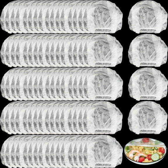 100 PCS Disposable Bowl Covers Canning Lids, Disposable Bowl Covers Food Cover Stretch Edging, Flexible Storage Packaging for Storage Containers, Plastic Lids for Disposable Cling Bags for Household