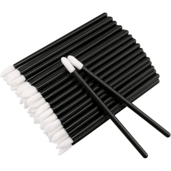 100 PCS Disposable Lip Brushes - Black Disposable Lip Wands - Lipstick Lip Applicator Wands for Lips, Eyes and Makeup Application