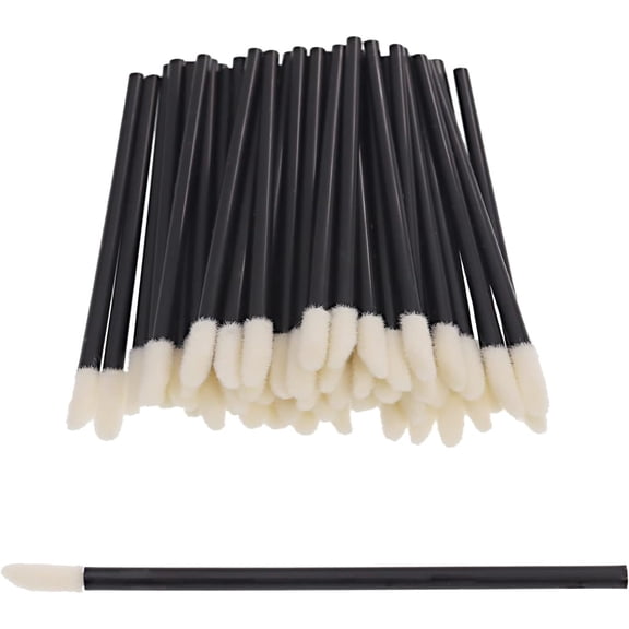 100 PCS Disposable Lip Gloss Brush - Lipstick Concealer Brushes - Lip Applicator Wands Perfect for Lips, Eyes and Makeup Application (Black)
