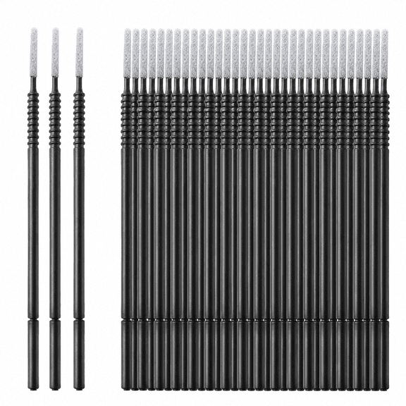 100 PCS Disposable Micro Applicator Swabs - Flocked Tip Precision Swabs with Textured Grip Handle for Eyelash Extensions, Makeup Correction, Nail Detail Cleanup, and Electronic Lens Cleaning