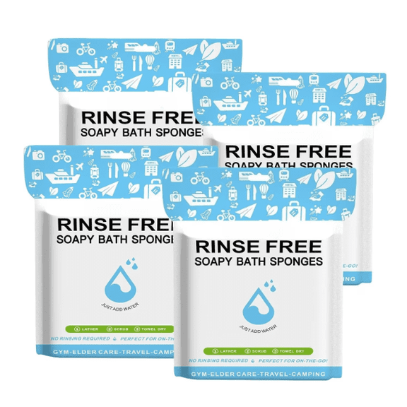 100 PCS Disposable Rinse Free Bath Sponges, No Rinse Bathing Wipes for Adults, Soap Infused Dry Shower Wipes for Elderly, Bedridden, Camping, Post Surgery