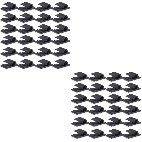 100 PCS Double-sided Tape Fixed Wire Plastic Cable Fixing Clips Self Adhesive Wire Fixer Household Cable Wire Management Clamp for Home Use (Black)