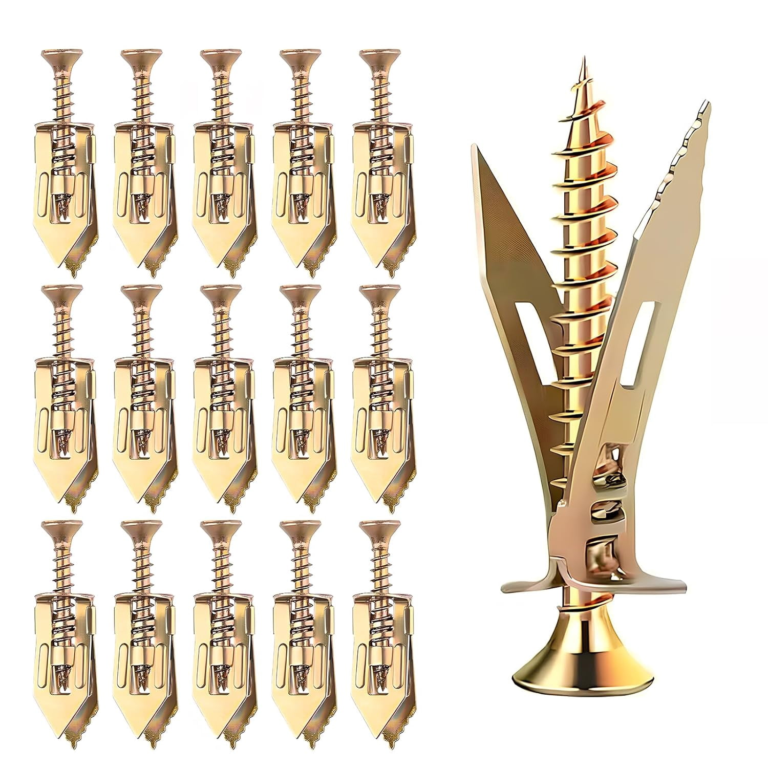 100 PCS Drywall Self Drilling Anchors with Screws Kit,50 PCS Sheetrock Anchors (0.47X1.18inch) and 50 PCS Screws, Eliminating The Need for Drilling or Punching Holes in The Wall