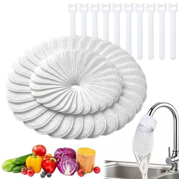 100 PCS Faucet Filter Cotton Bags, Universal Tap Water Filter for Kitchen Bathroom Sink, Multi-Pack Faucet Cotton Filter for Hard Water, Sediment Rust Remover Mesh Cover with Strap (100pcs)